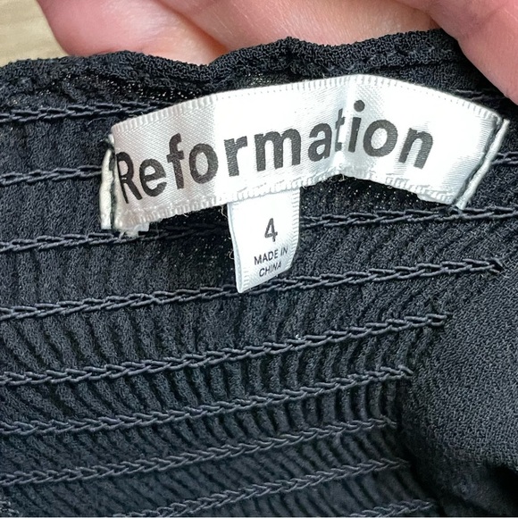 Reformation Black Christine Tie Shoulder Ruffle Hem Mini Dress - Picture 8 of 14